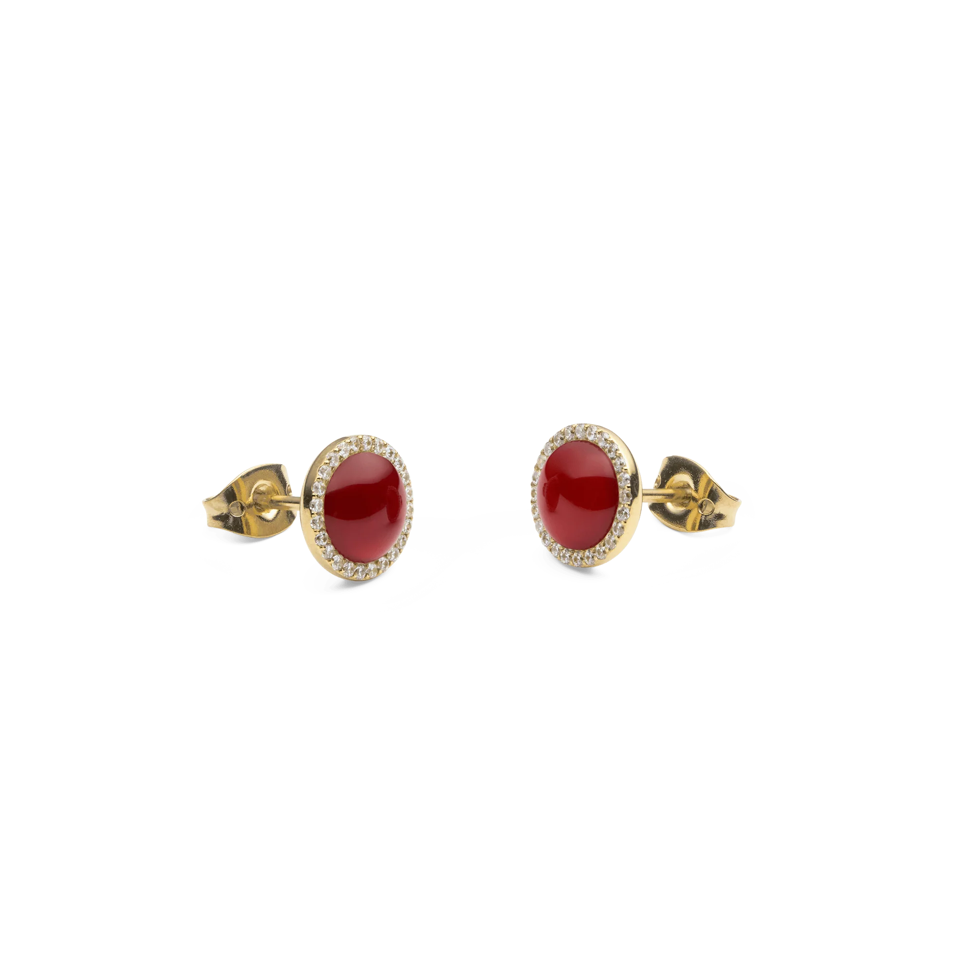 Audrey Earrings  Red Agathe Gold - Image 3