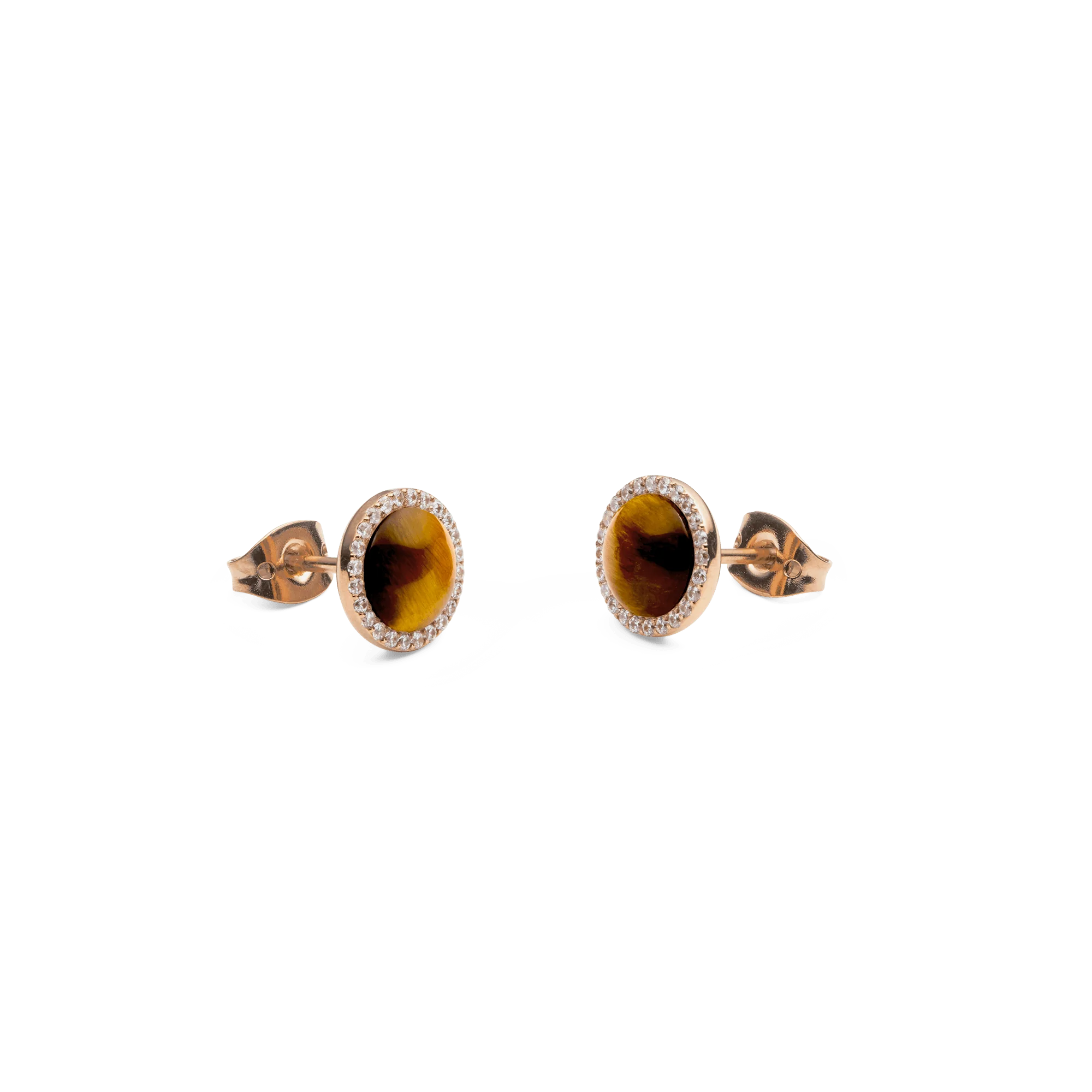 Audrey Earrings Tiger Eye Rose Gold - Image 3
