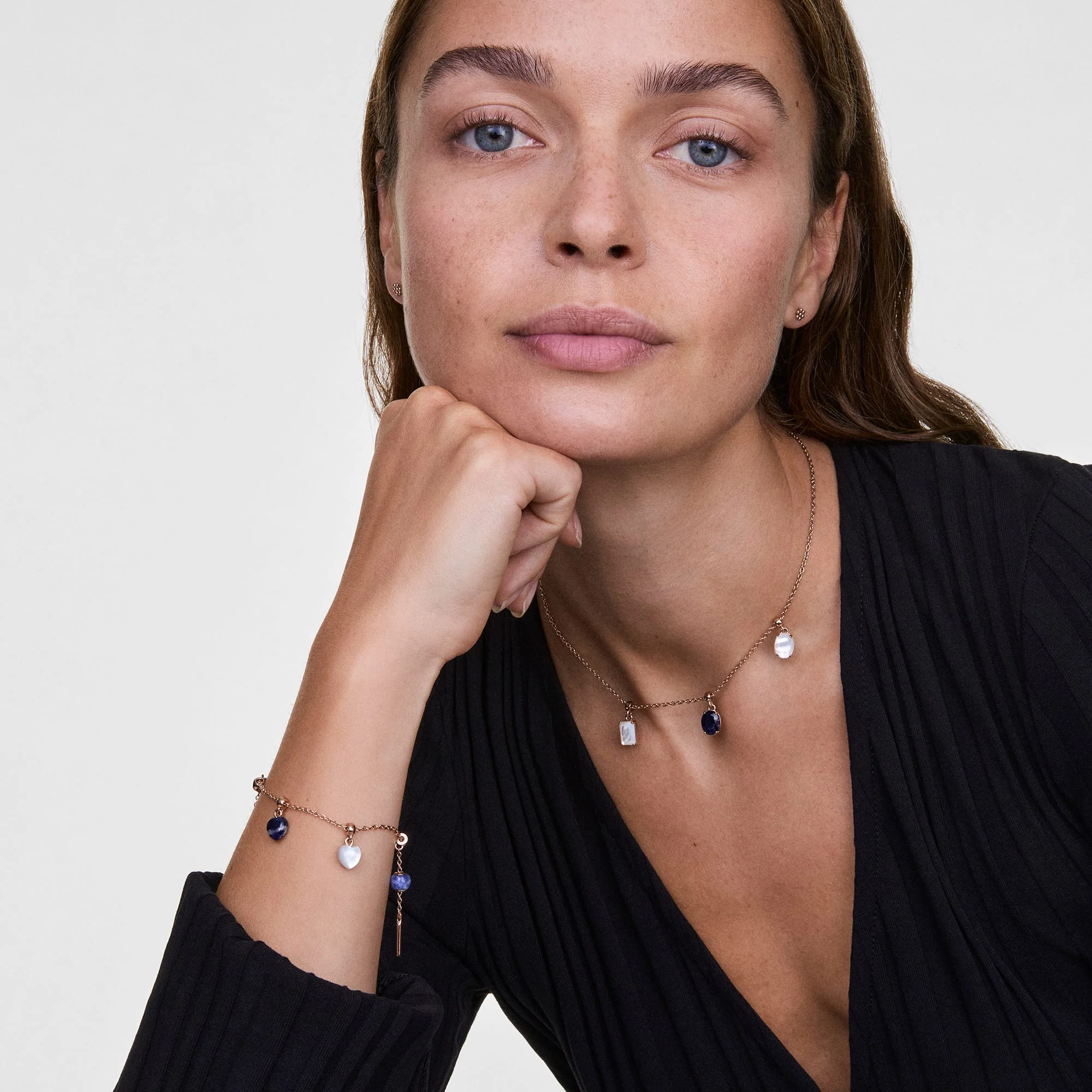 Blue Spot Oval Rose Gold Charm - Image 2