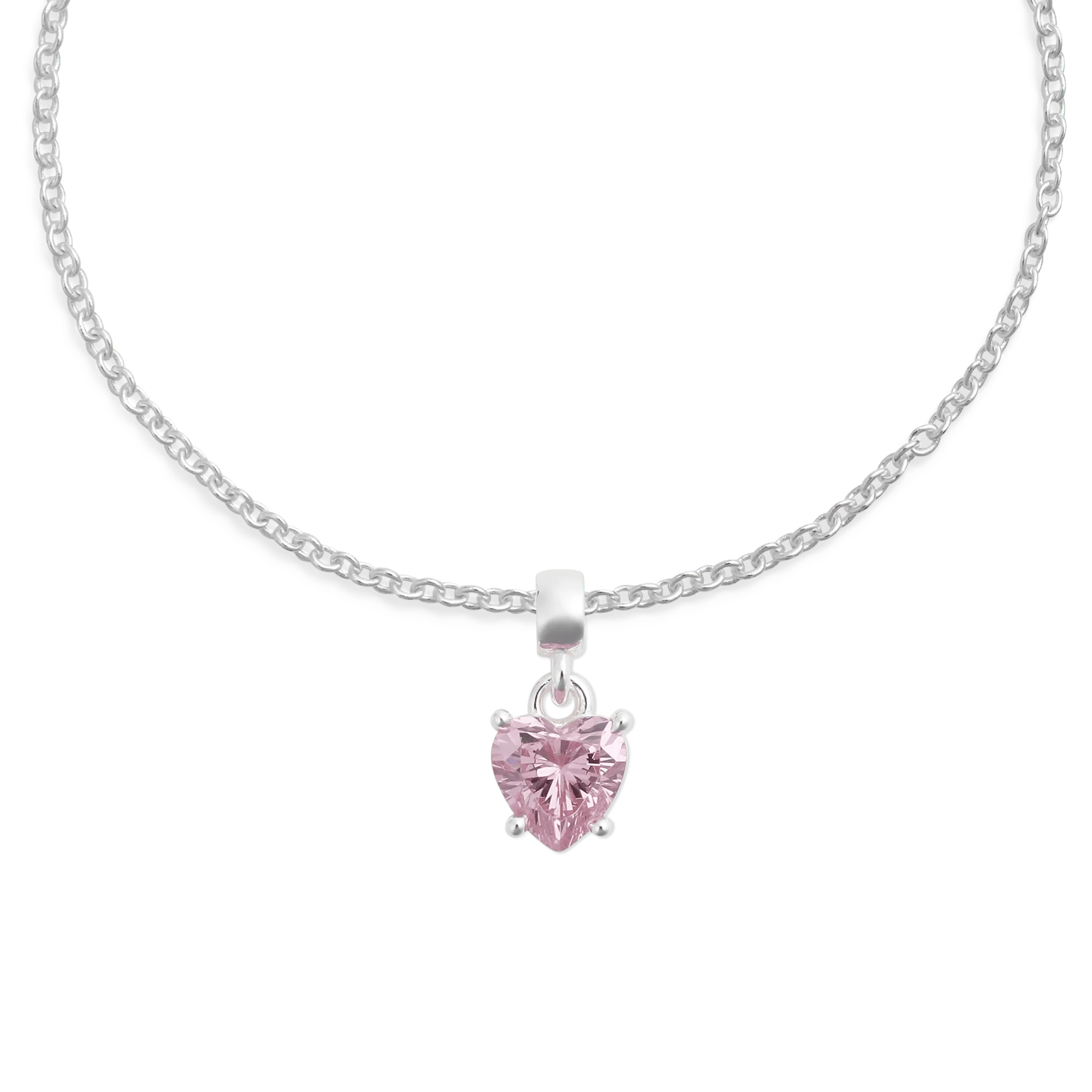 Charm Heart Crystal Pink Silver - Image 3