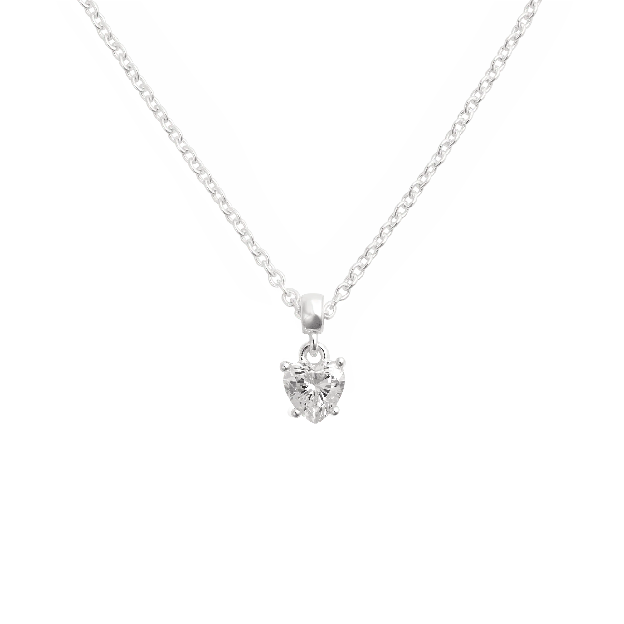 Heart White Crystal Charm S925 Sterling Silver - Image 3