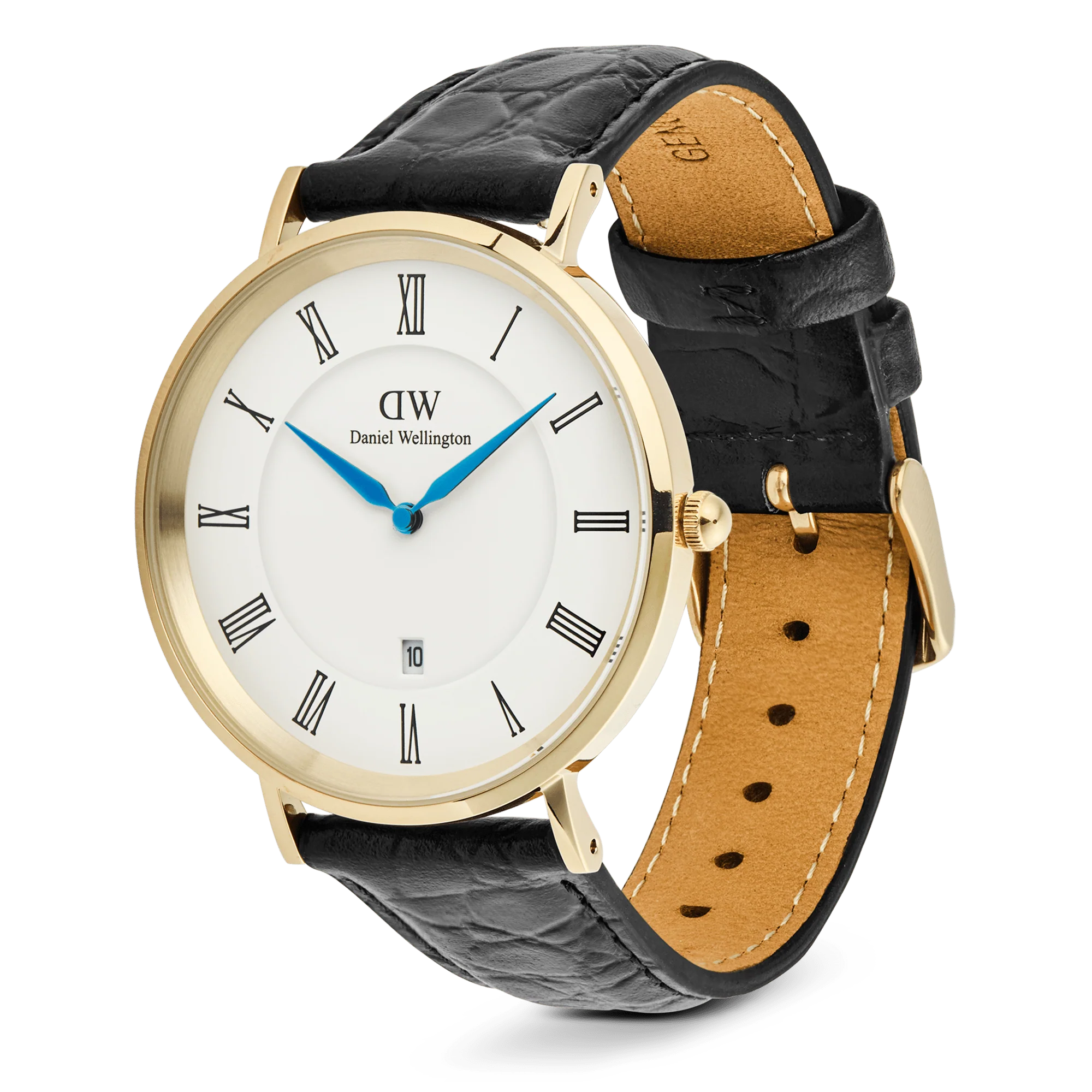 Classic Roman Numerals Date Black Croc Belly Gold - Image 4