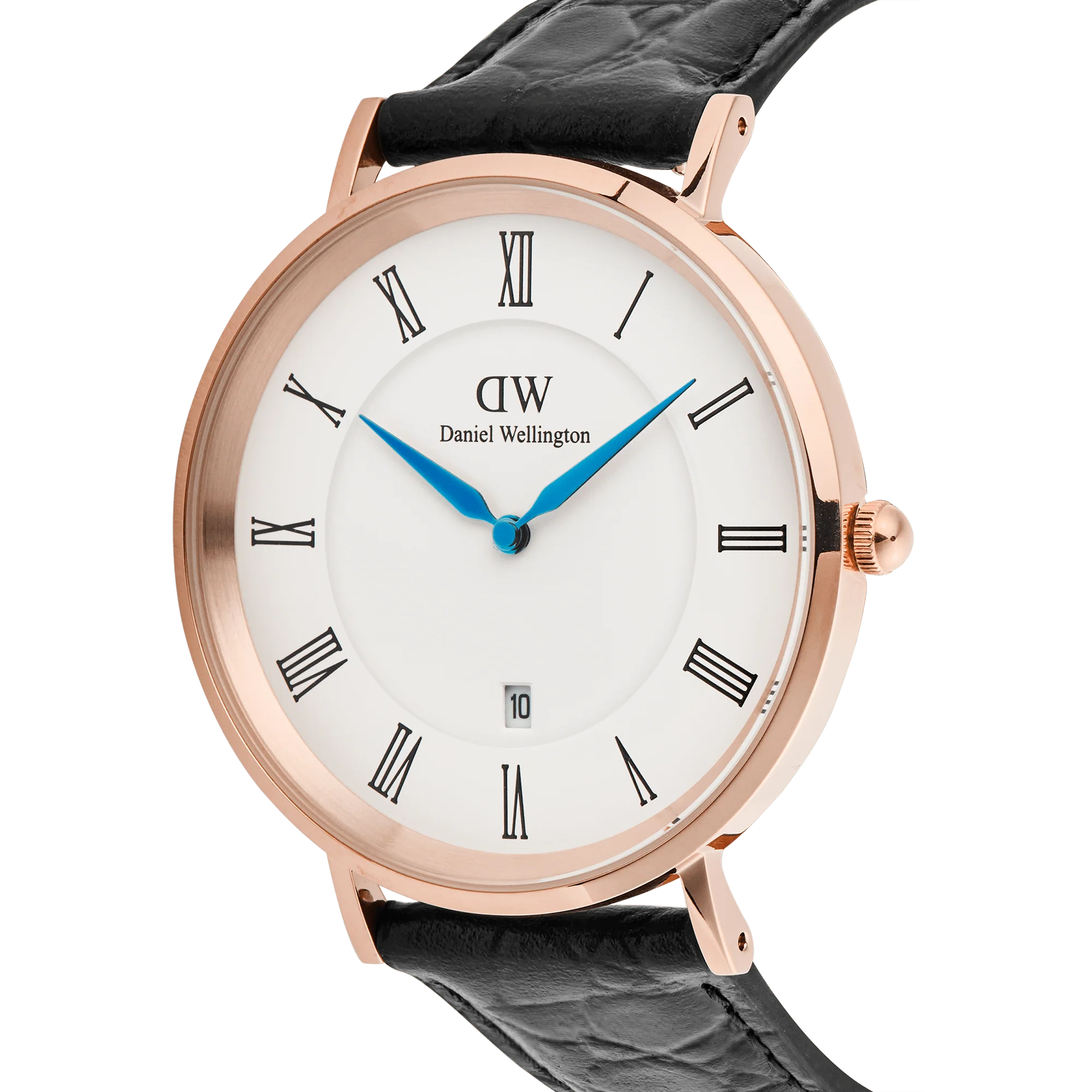 Classic Roman Numerals Date Black Croc Belly Rose Gold - Image 3