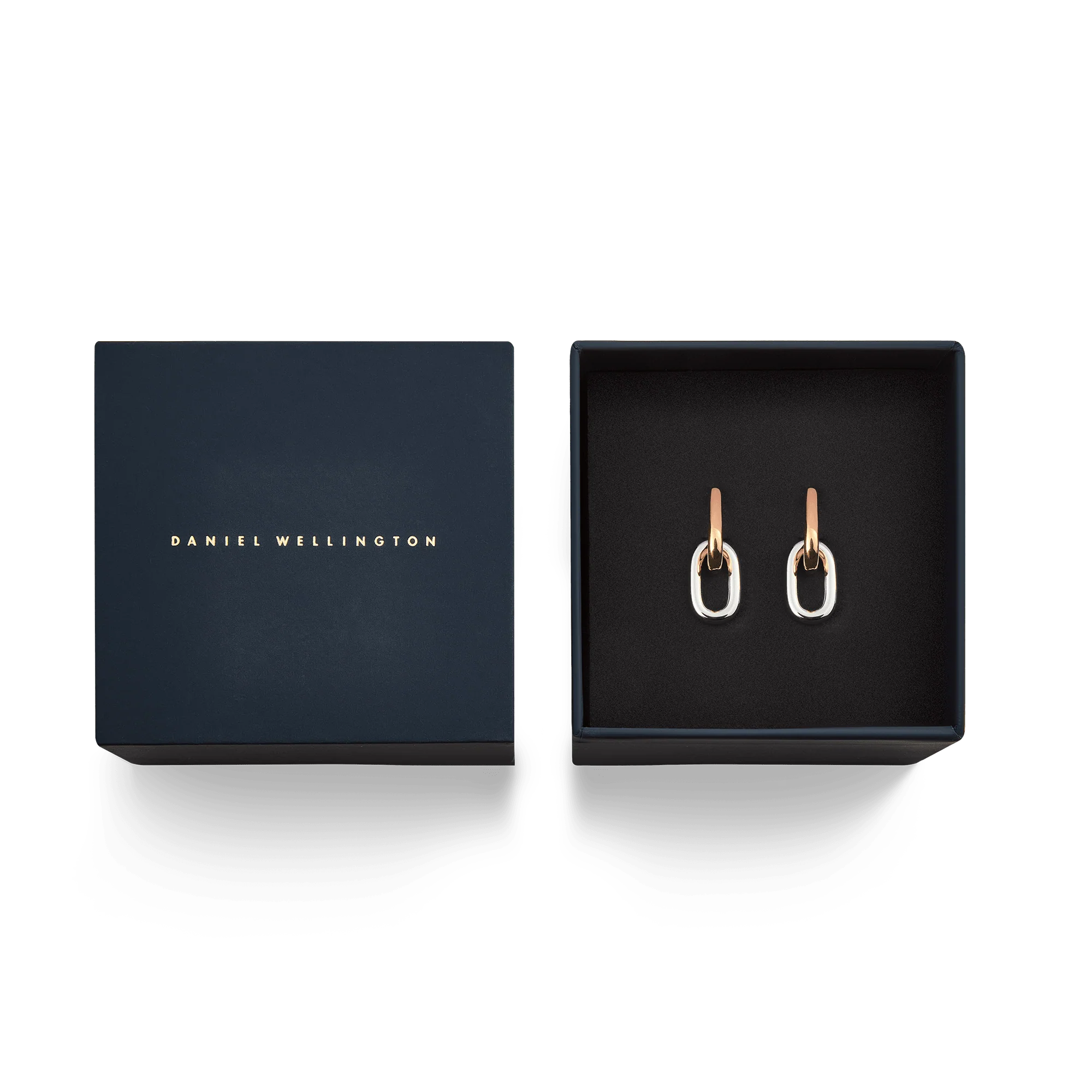 Contrast Link Earrings Two Tone Rose Gold - Image 5