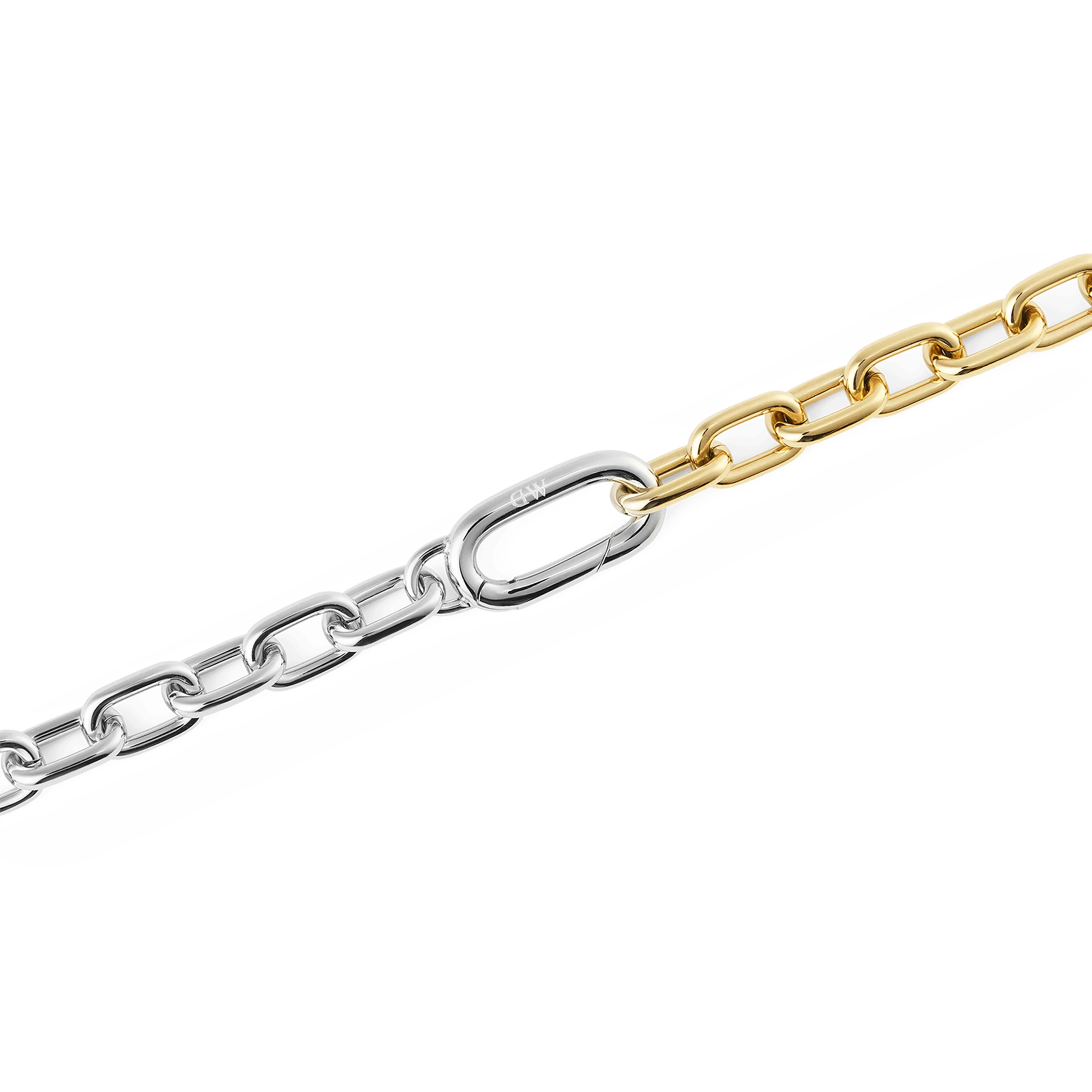 Contrast Link Necklace Two Tone Gold - Image 3