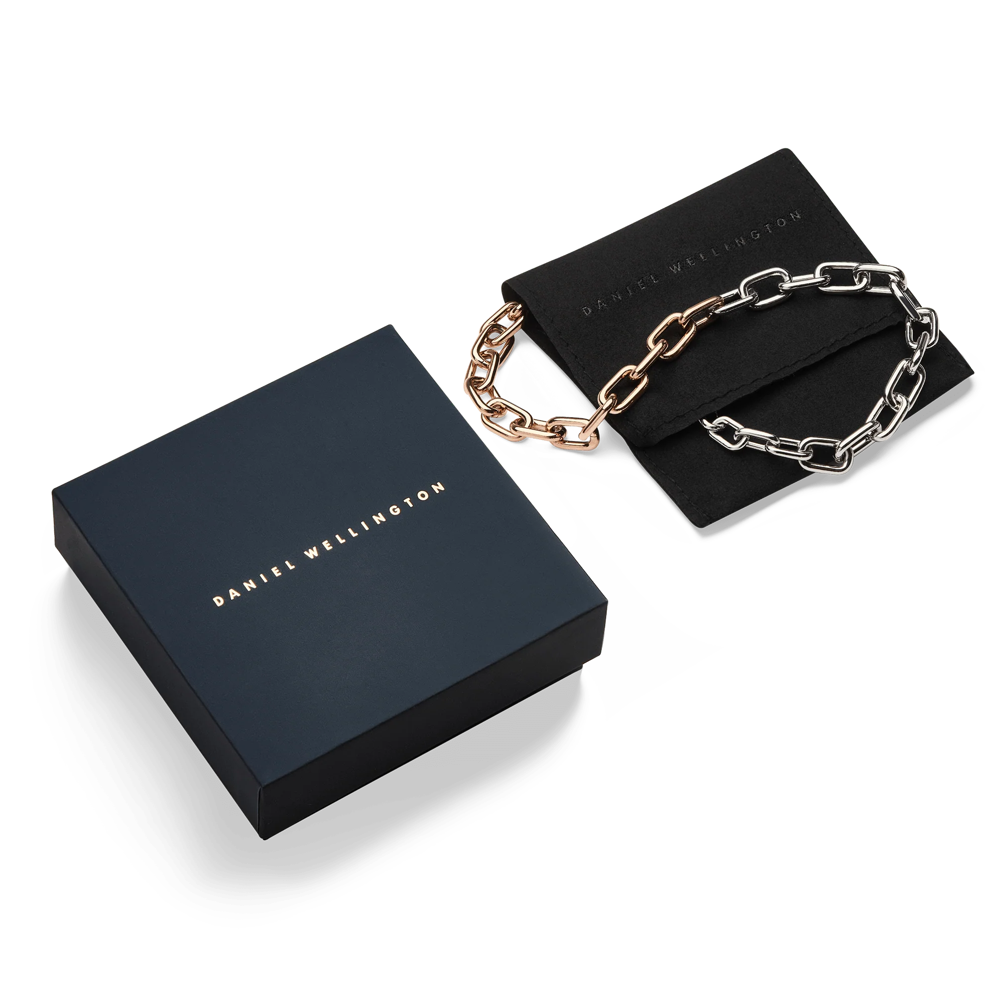 Contrast Link Necklace Two Tone Rose Gold - Image 5