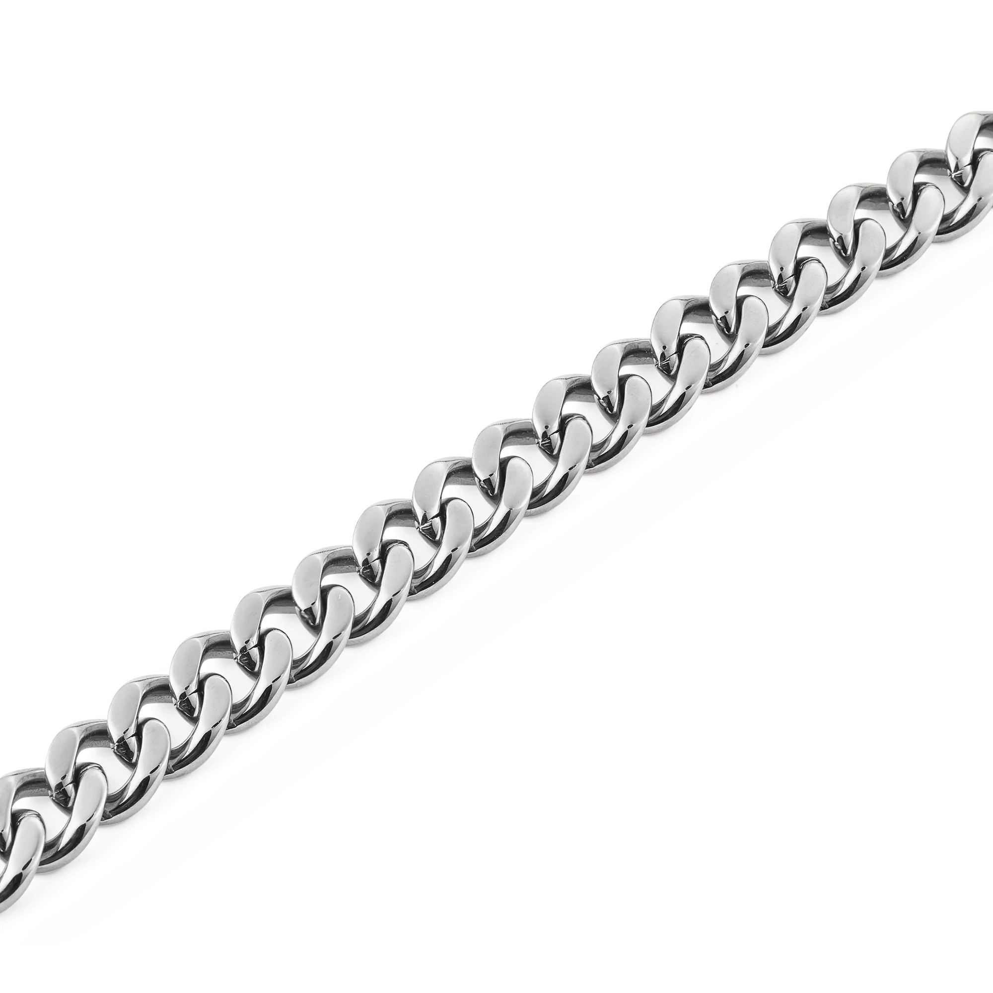 Ellipse Cuban Chain Necklace Silver - Image 3