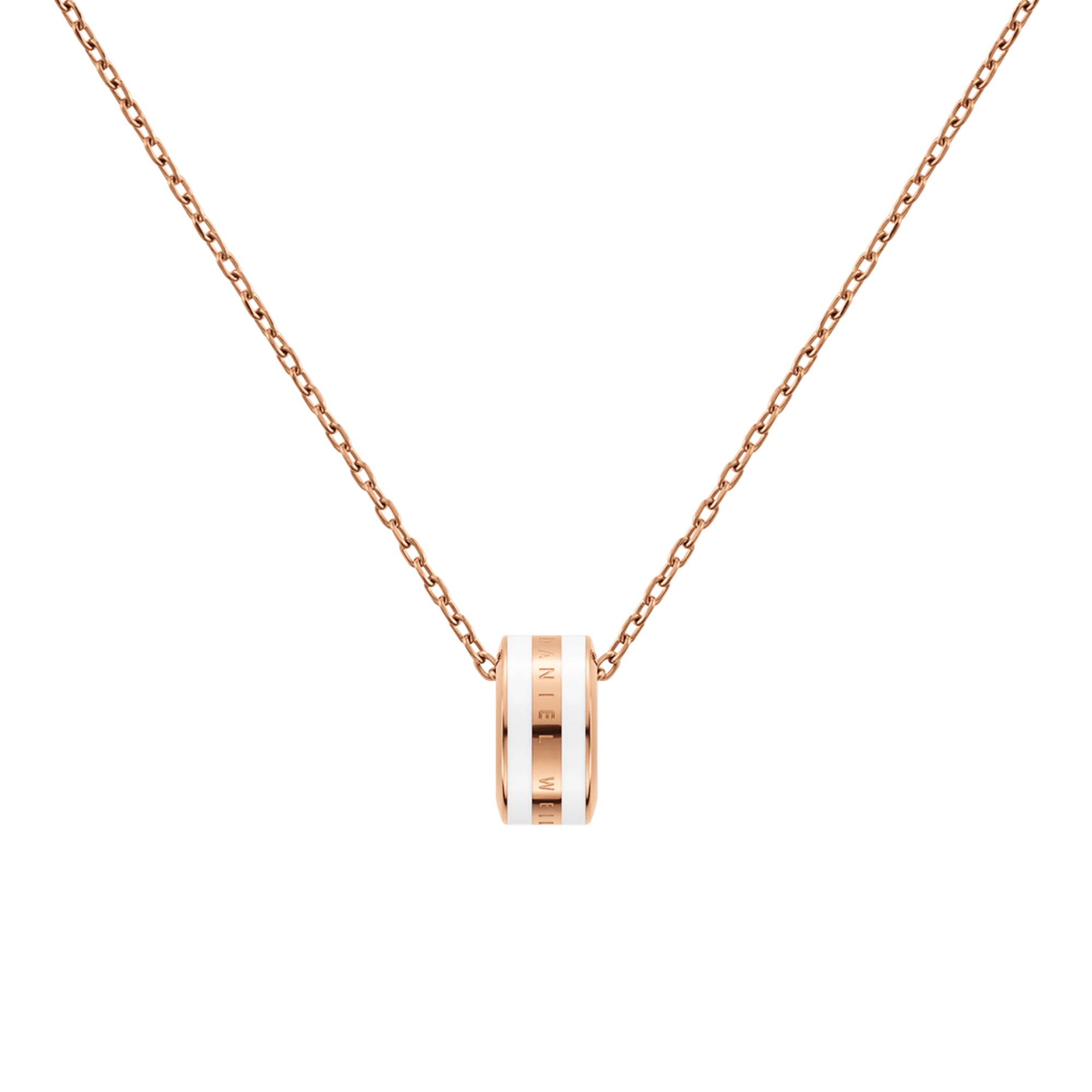 Emalie Necklace Rose Gold Satin White - Image 2
