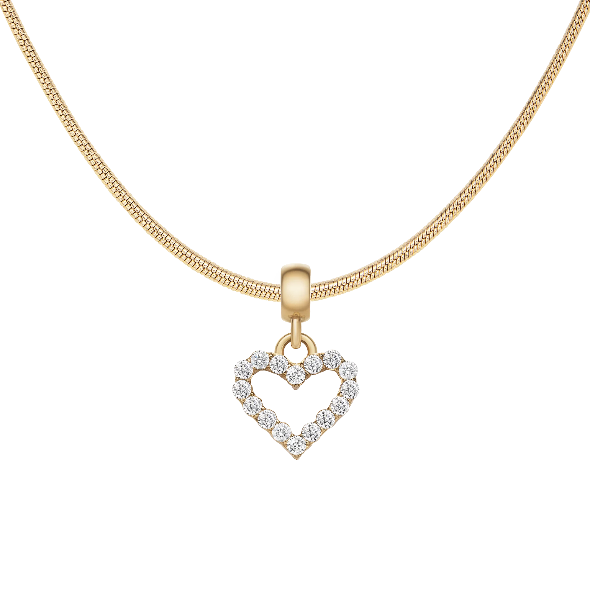 Heart Contour White Crystal Charm Gold - Image 2