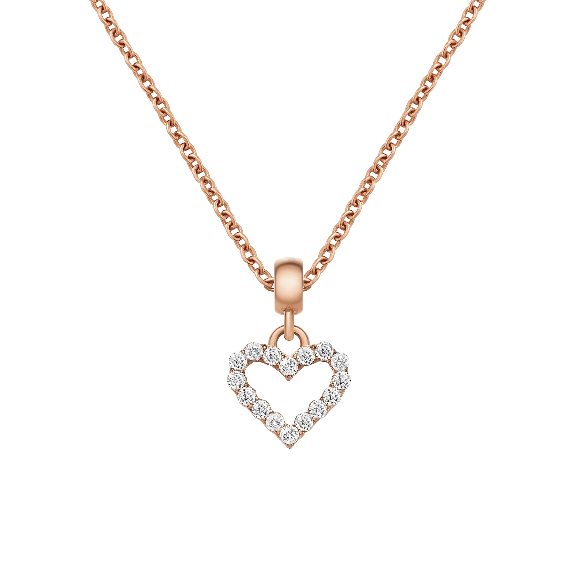 Heart Contour White Crystal Charm Rose Gold - Image 2