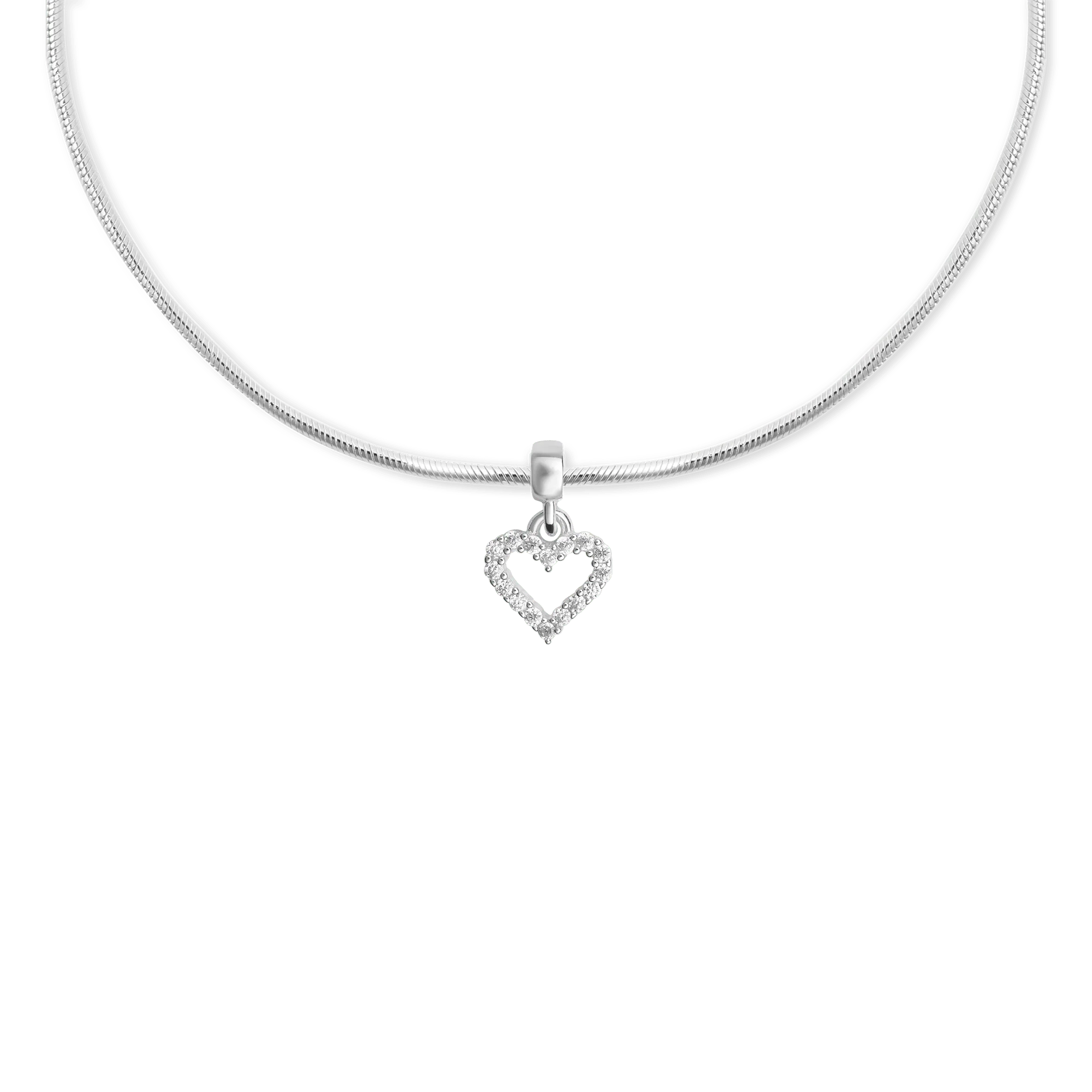 Heart Contour White Crystal Charm - Image 3