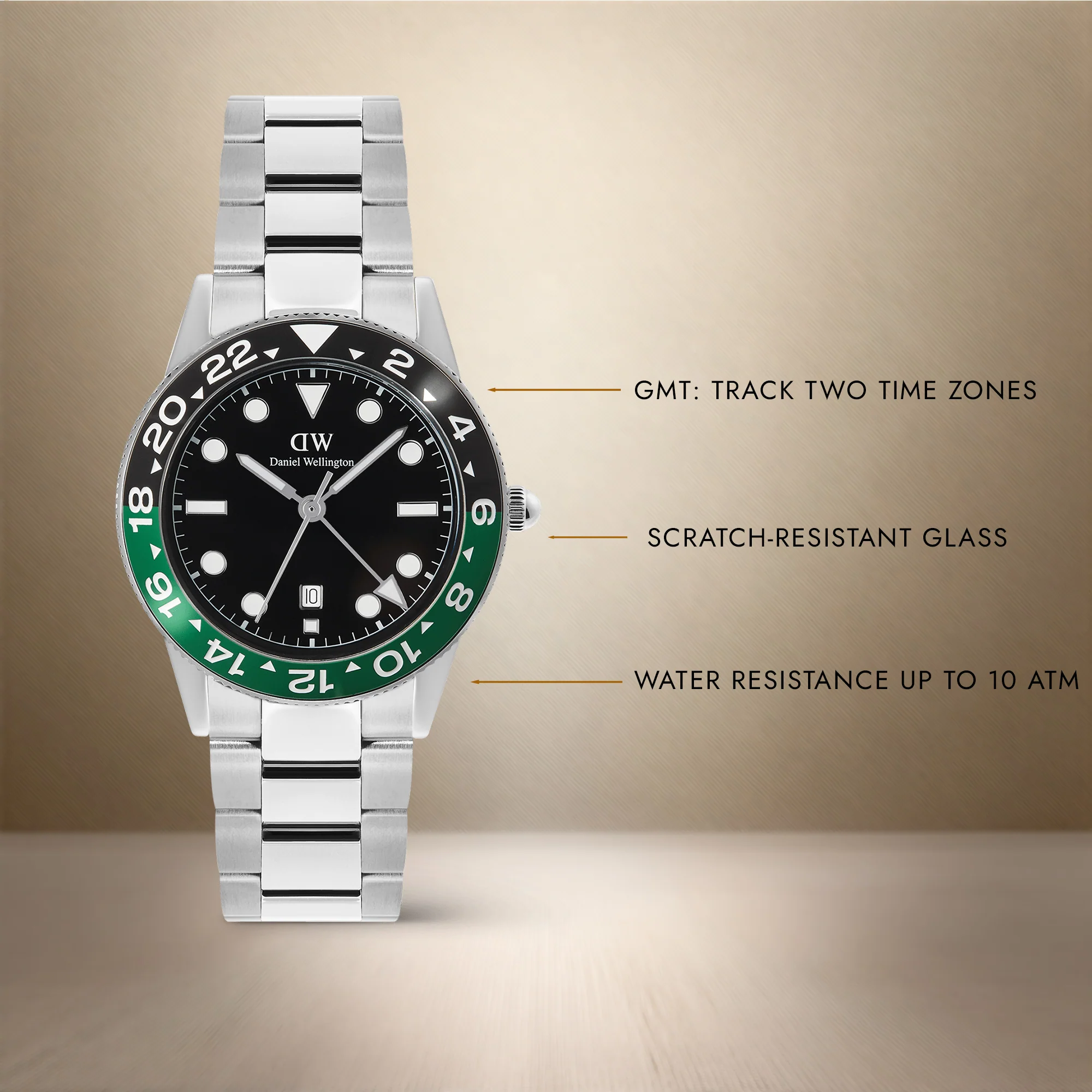 Iconic GMT Link Black Green Ceramic Bezel Silver - Image 3