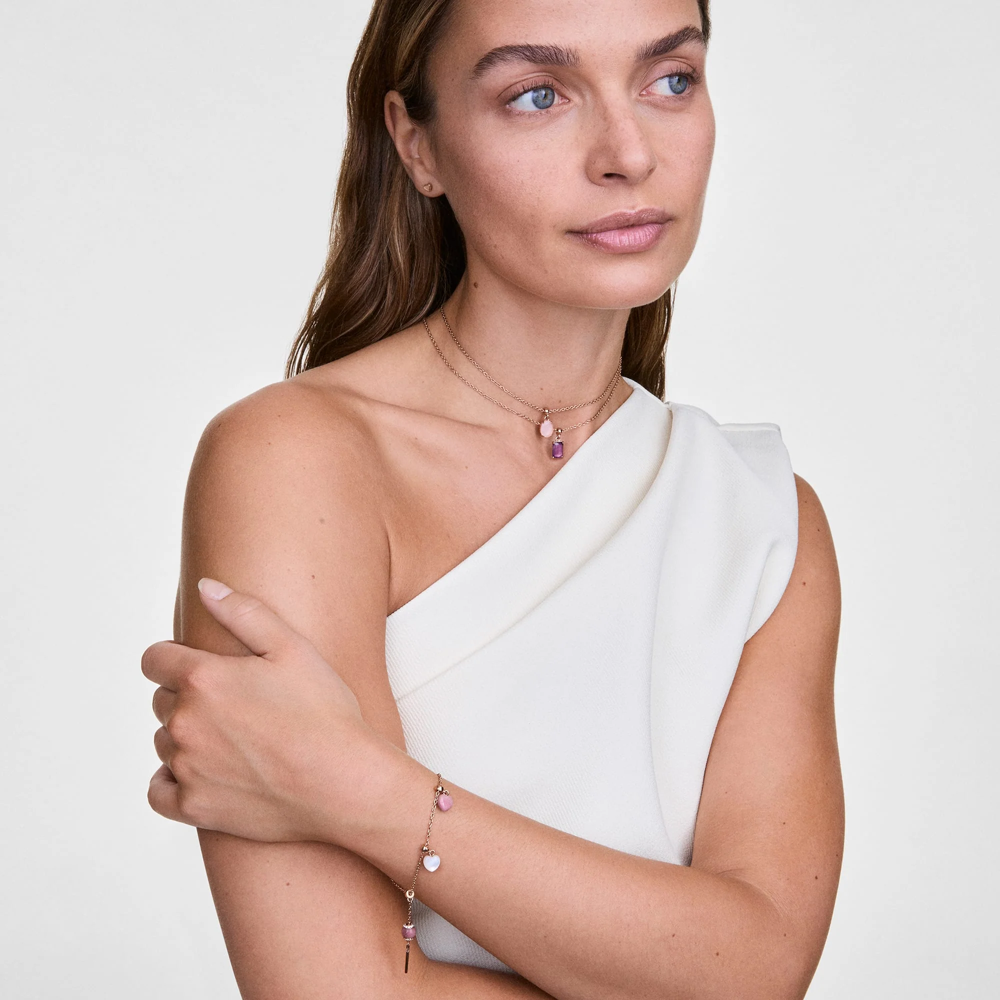 Mother of Pearl Heart Gold Charm - Image 2