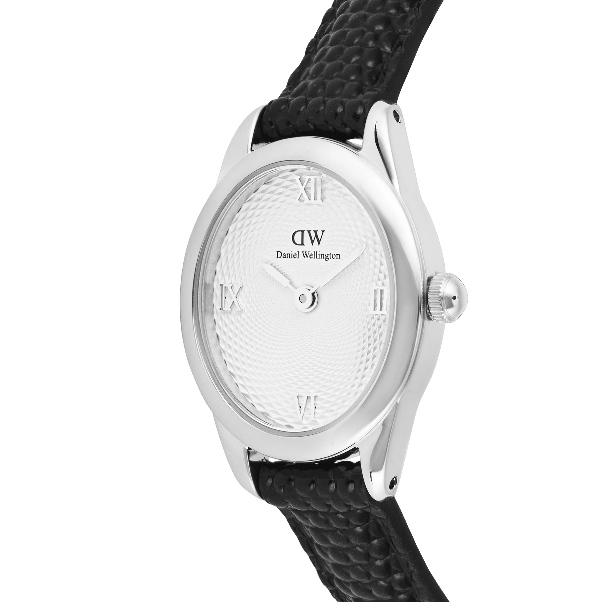 Ophelia Mini Black Lizard White Guilloché Silver - Image 3