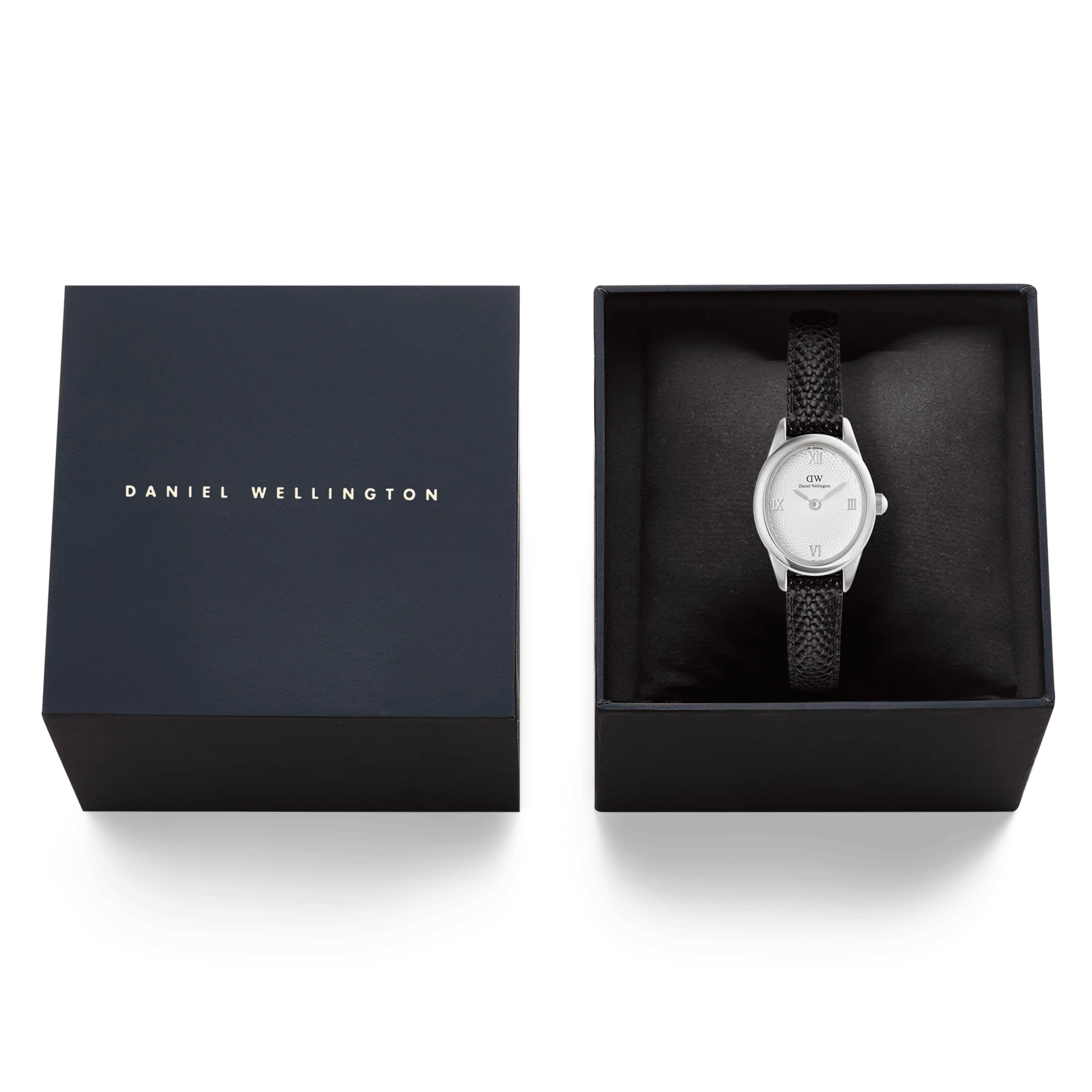Ophelia Mini Black Lizard White Guilloché Silver - Image 6