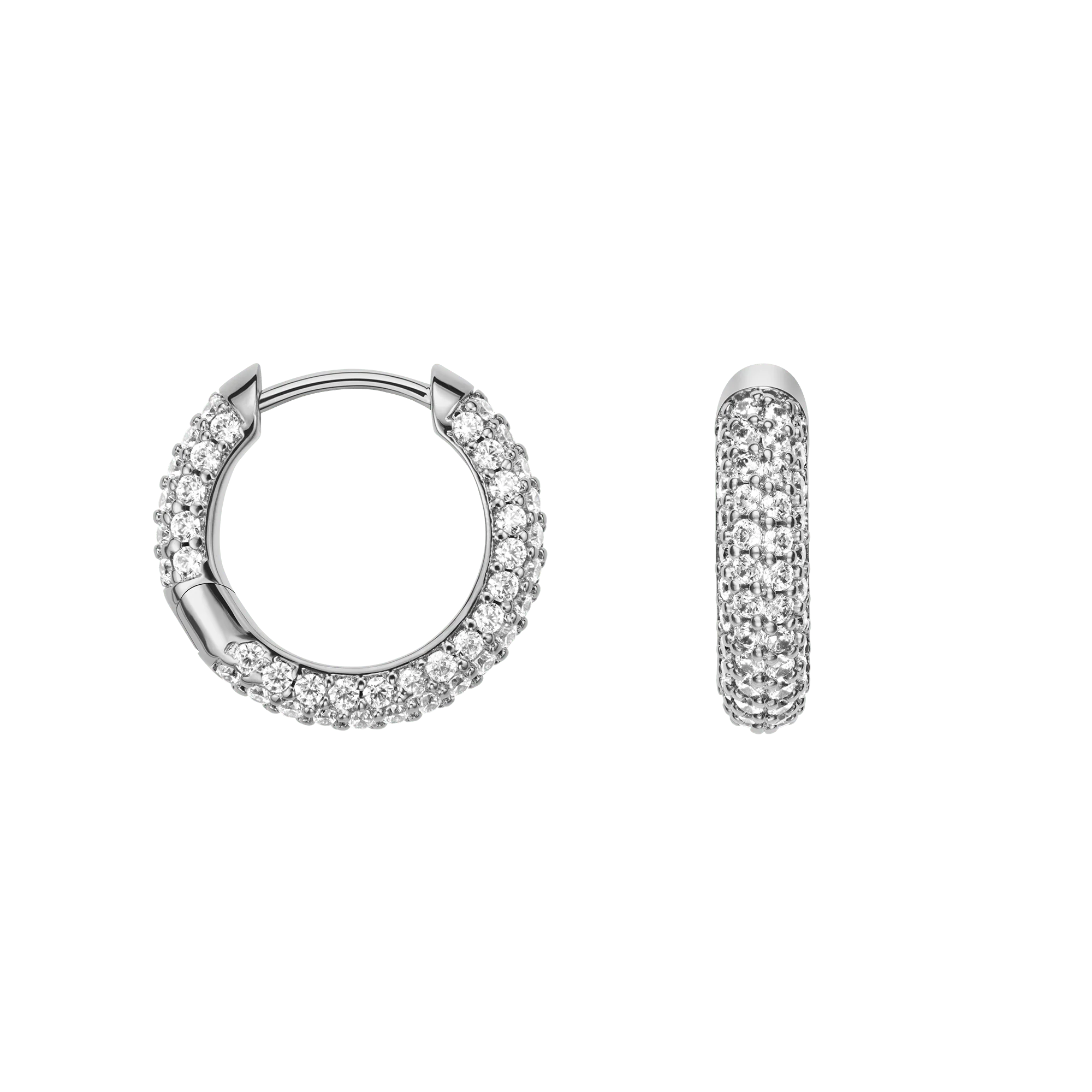 Pavé Crystal Earrings Silver - Image 4