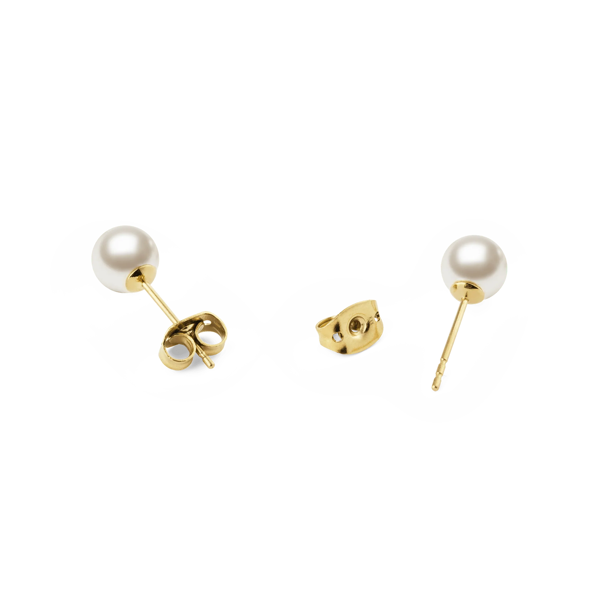 Pearl Stud Earrings Gold - Image 4