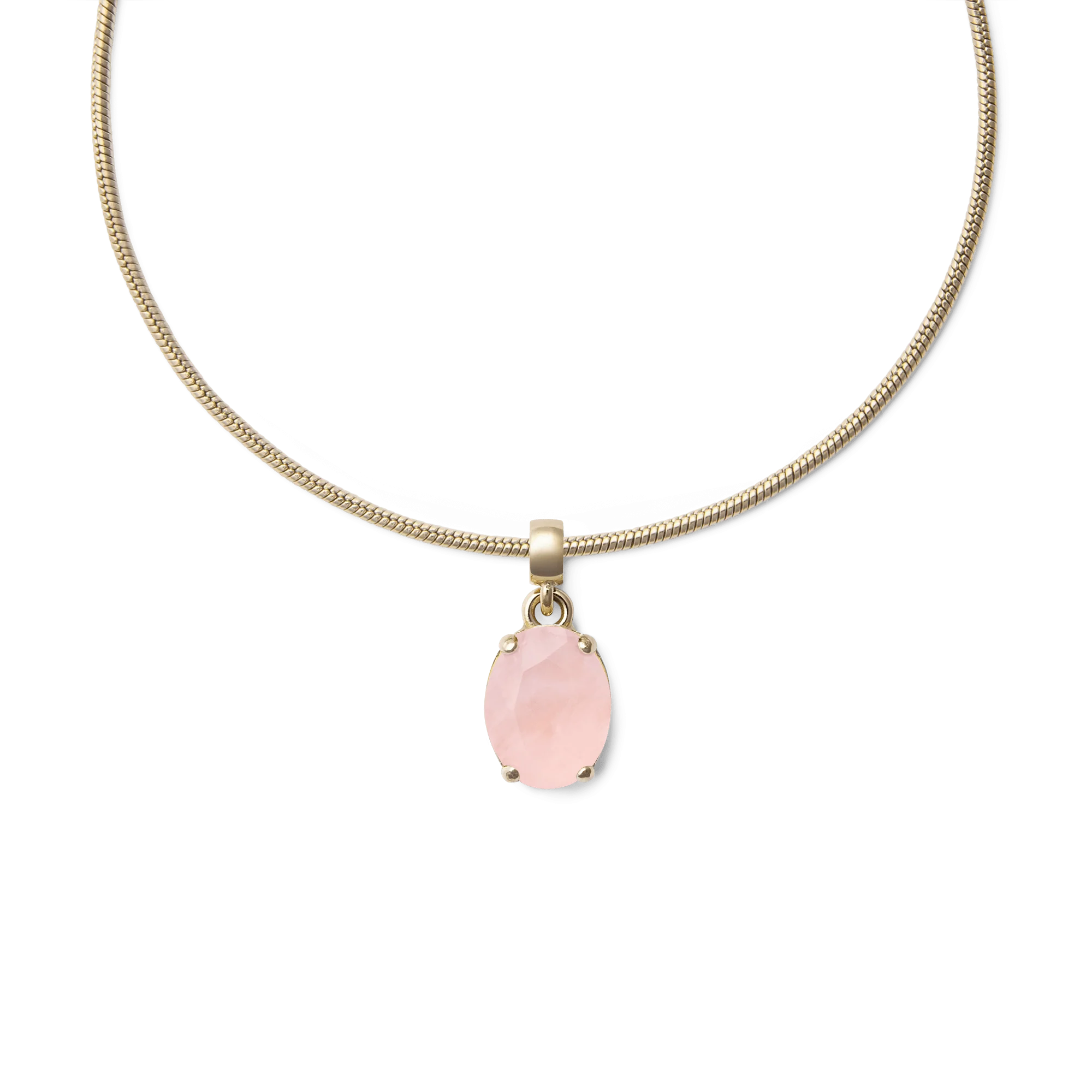 Rose Quartz Oval Gold Charm - Image 3