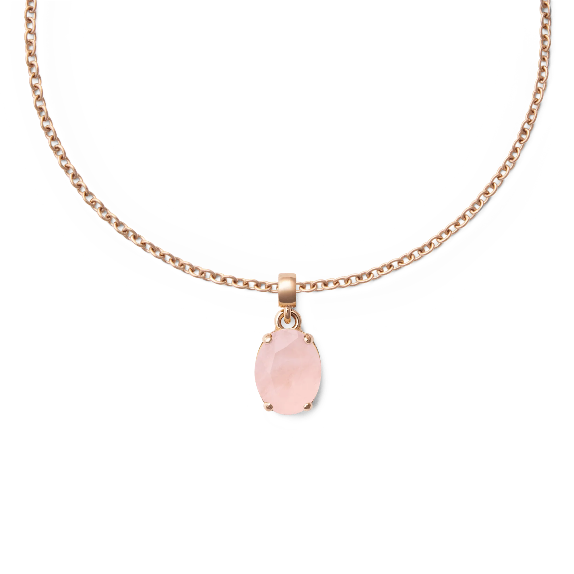 Rose Quartz Oval Rose Gold Charm - Image 3